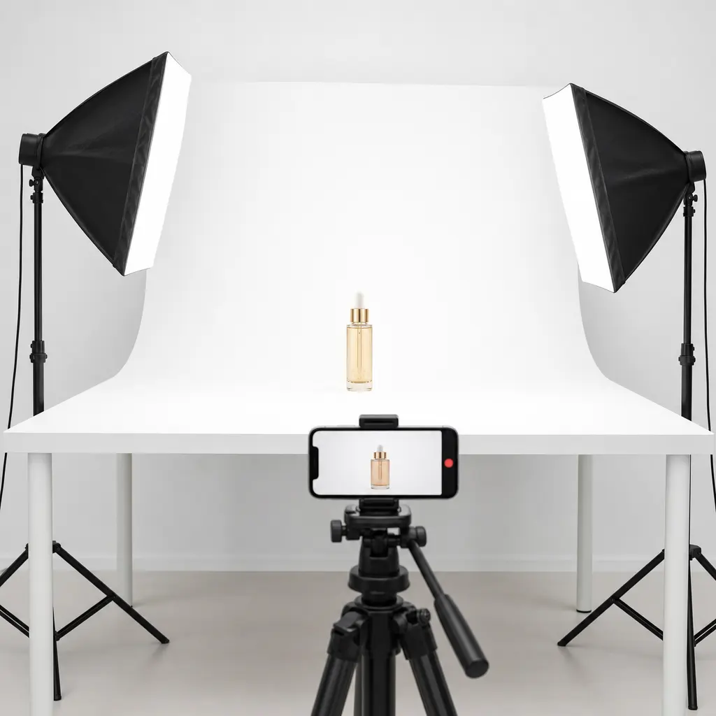 A product video still with a pure white background – the final look after editing.