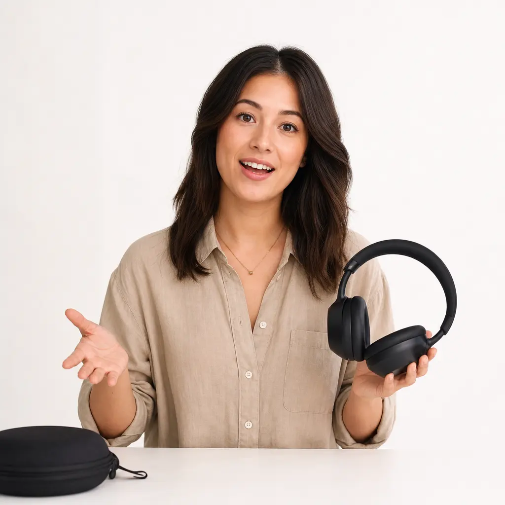 A side‑by‑side comparison of a video with original background and replaced clean white background.