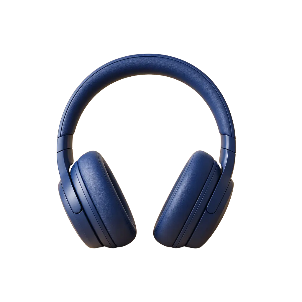 Transparent blue-headphones cutout preview ready for export.