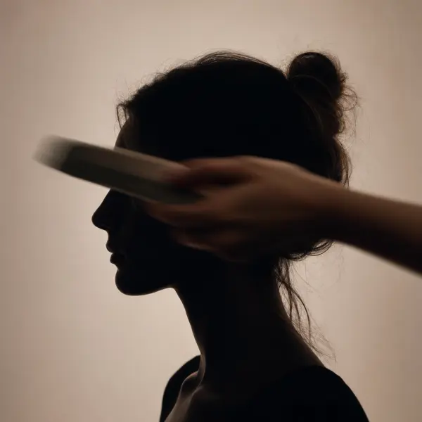 Video subject partly crossed by a hand and foreground object during motion.