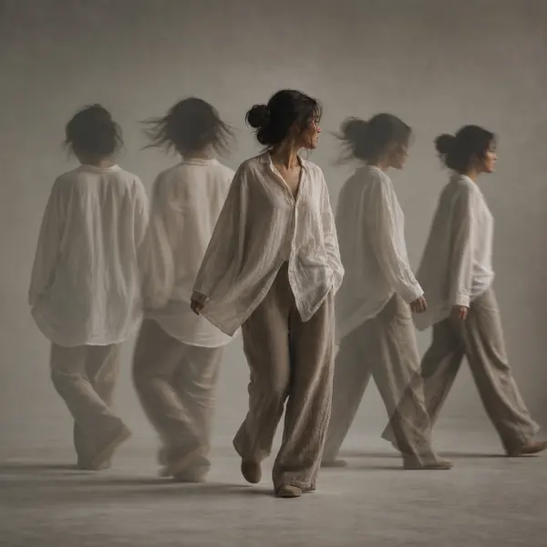 Moving video subject with hair and clothing edges visible across sequential positions.