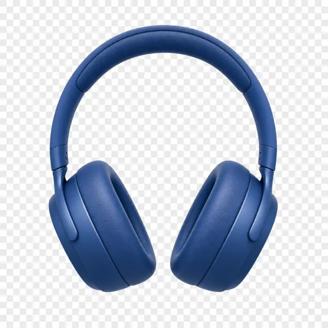 Isolated headphones displayed over a transparency checkerboard with clean enclosed spaces.