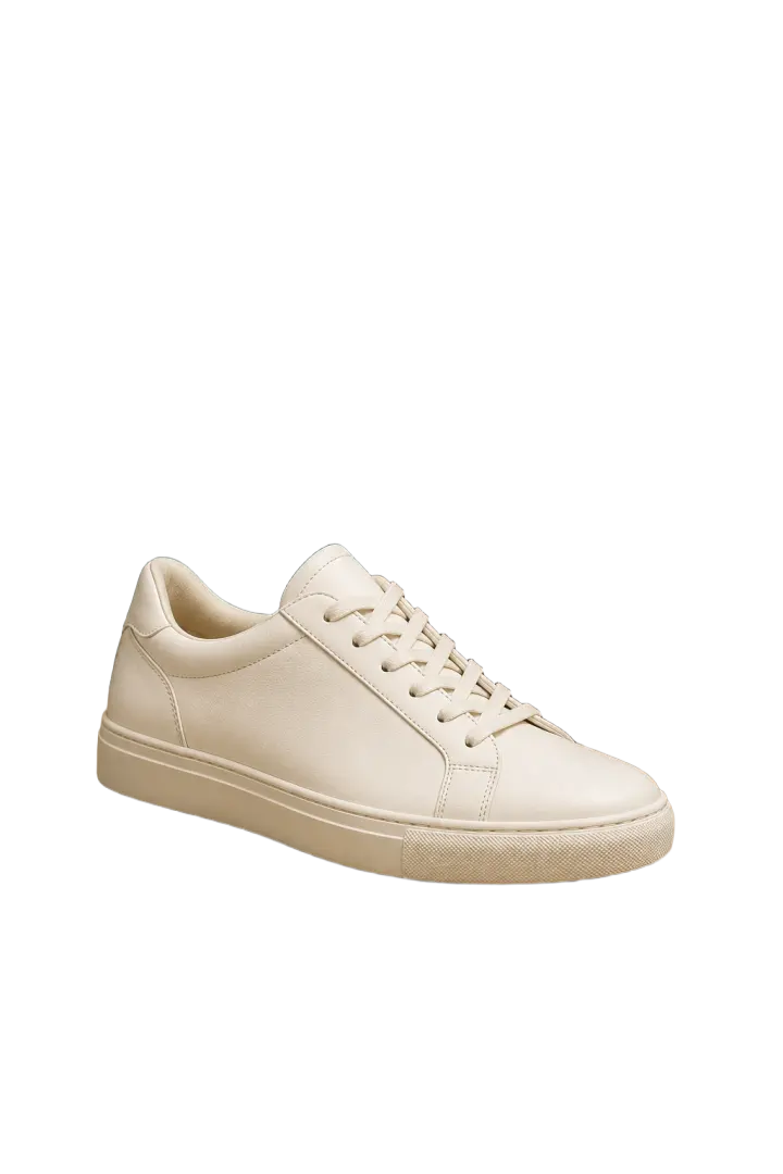 Ivory-white sneaker isolated on a white background with its pale outline preserved.